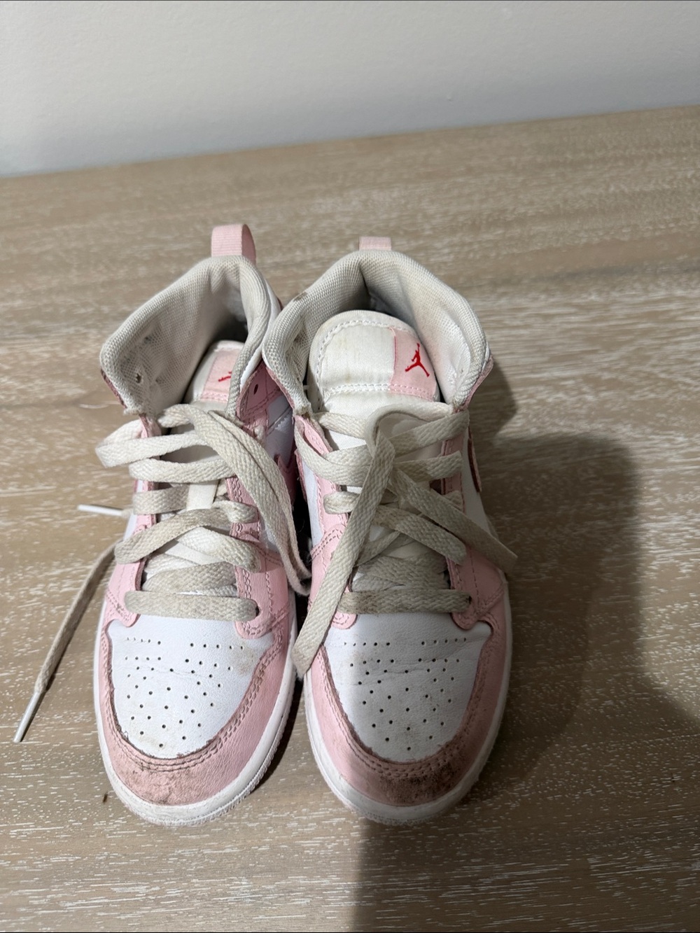 Jordan Kids Pink and White High-Top Sneakers